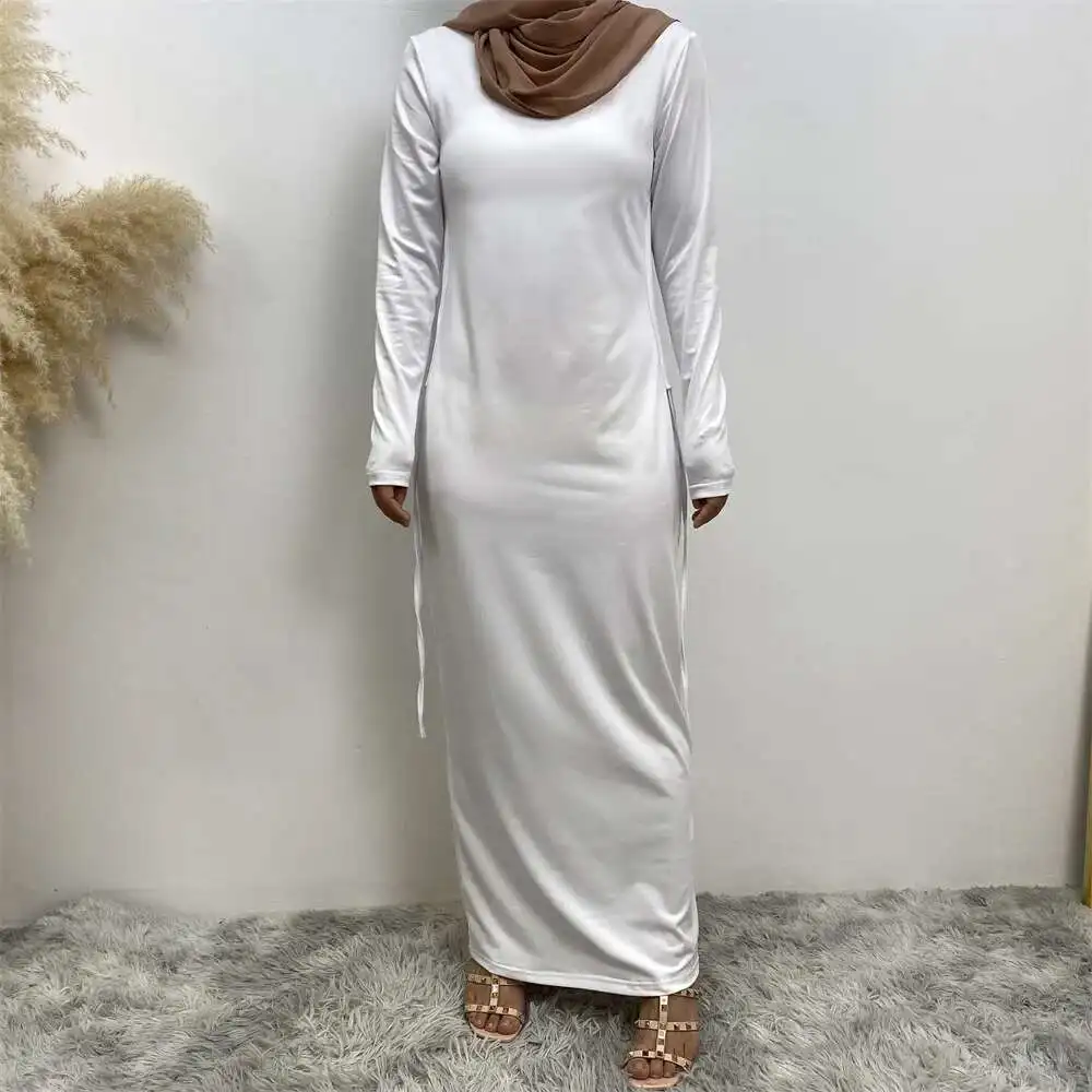 Robe arabe à manches longues, couleur unie, avec cordon de serrage sur le côté, pour femmes, Abaya, Ramadan, dubaï, luxe, Islam, élégante, 6736