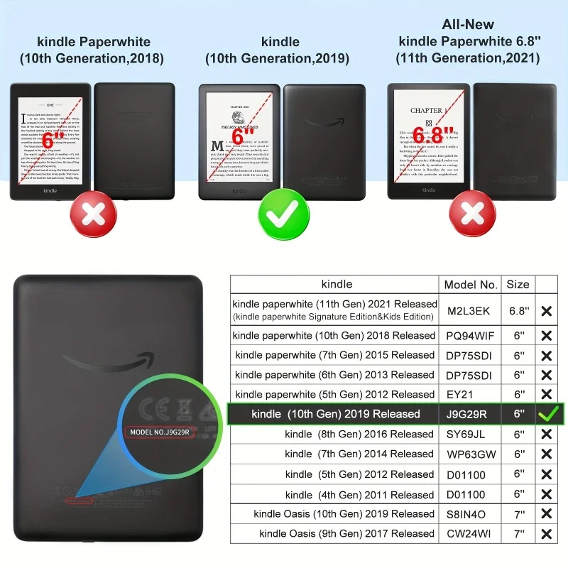 Kindle 투명 에어백 보호 케이스, Kindle 10 세대 J9G29R 케이스, 6 인치 전자책 리더 커버, 쉘