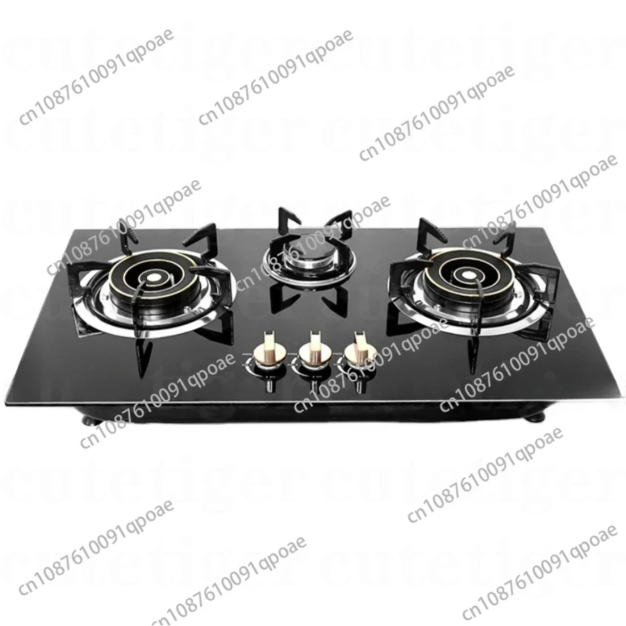 Body Cooktops Gas Stove 3 Burner Tempered Glass Stainless Steel