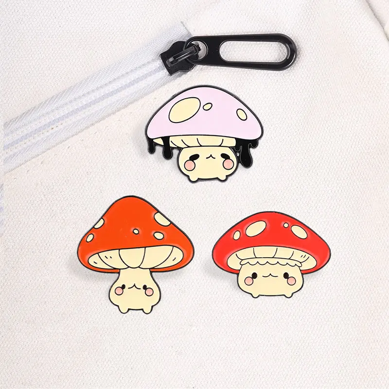 Cute Cartoon Mushroom Badge Pin Collection Funny Animal Character Alloy Brooches Lapel Backpack Badge Jewelry Gifts 5