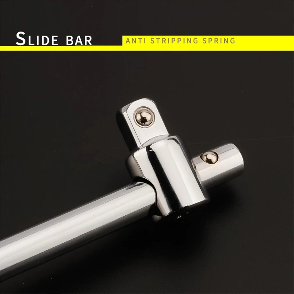 Practical Drive Socket Wrench Sliding T Bar 1/4\" 3/8\" 1/2\" Sliding Chrome Vanadium Steel Household Reparing