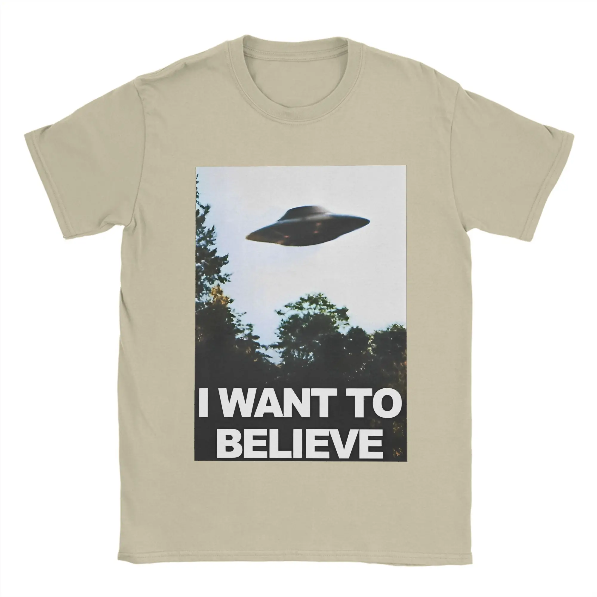 The X Files Movie T-Shirts Men I Want To Believe Novelty Tee Shirt Crew Neck Short Sleeve T Shirts Printed Clothes