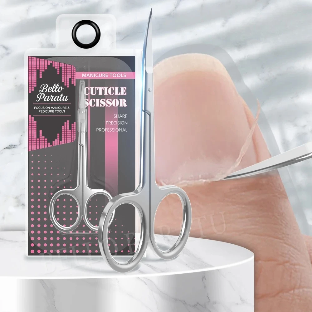 

1Pcs Cuticle Scissors Nipper Curved Stainless Steel with Tip Grooming Blades Women Men Dry Skin Nail Scissors Manicure Tools