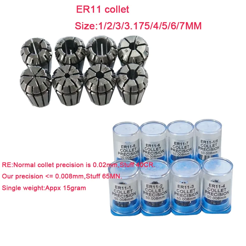 

ER11 Collects 1/8 Inch 3.175 1 2 3 4 5 6 7mm For CNC Engraving Machine Lathe Mill Tool high precision 0.008mm Stuff 65MN