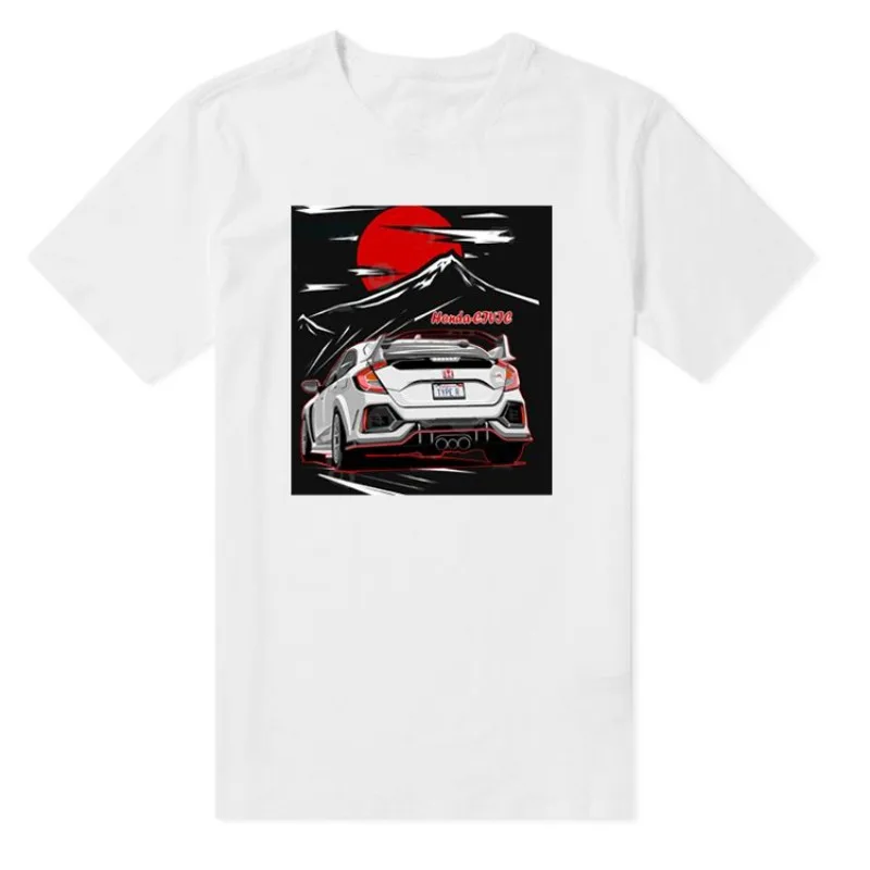 

Honda Men's and Women's T-shirt TYPER Honda CIVIC Racing Car T-shirt Summer Motorcycle Business Casual Riding Short Sleeve