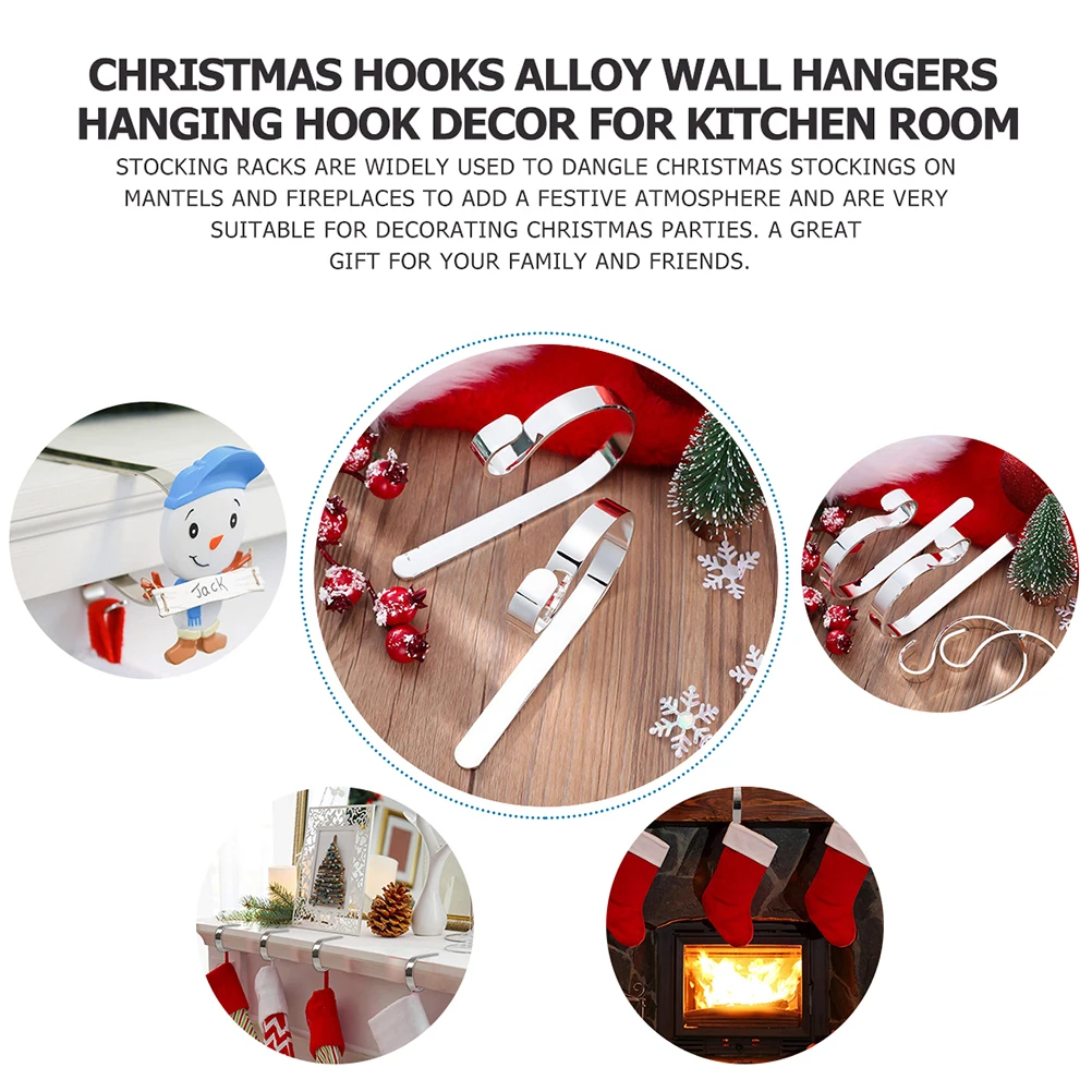 

8 pcs Christmas Zinc Alloy Mantel Hook Mantel Christmas Supplies Hook Black 10kg Fireplace Hanger Metal DIY Decor