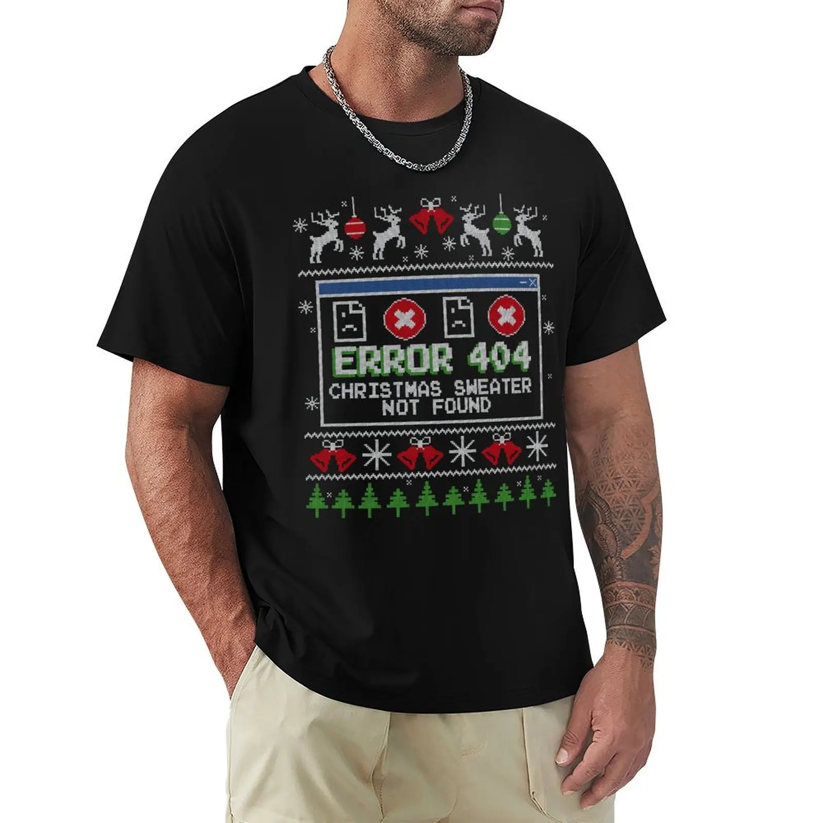 

Error 404 Christmas Sweater Not Found Ugly Christmas Jumper Knitted T-Shirt Man t-shirt cheap stuff shirts men graphic
