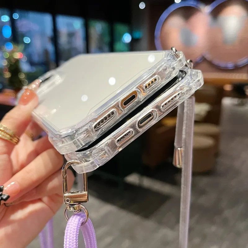 Stoßfeste Transparente Hülle für Samsung S26 S24 FE S25 Ultra S23 Plus S22 S21 A36 mit Umhängeband und Halsriemen – Detail 13