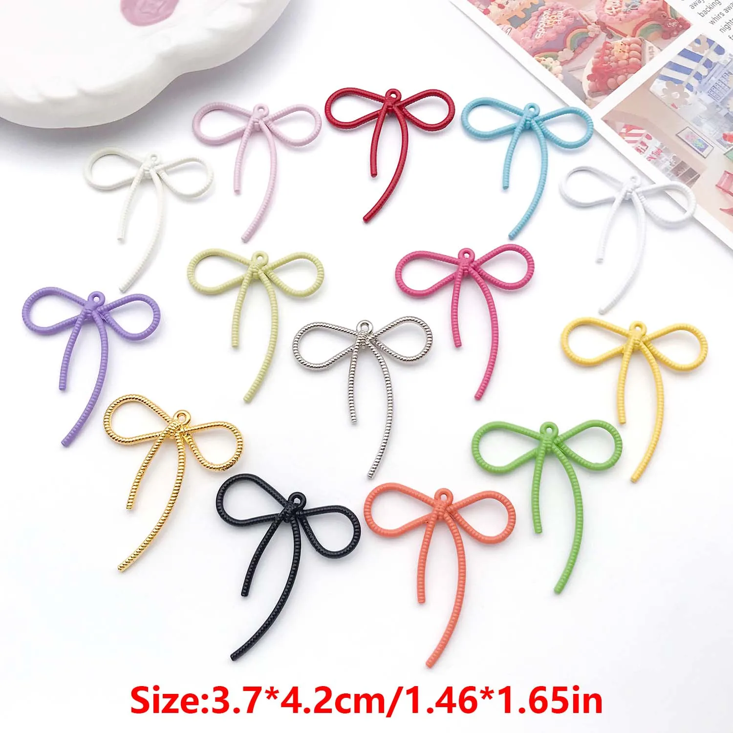 10pcs 37*42mm Colorful Bowknot Charms, Metal Pendants for DIY Bracelets Necklaces Earrings Jewelry Making Accessories