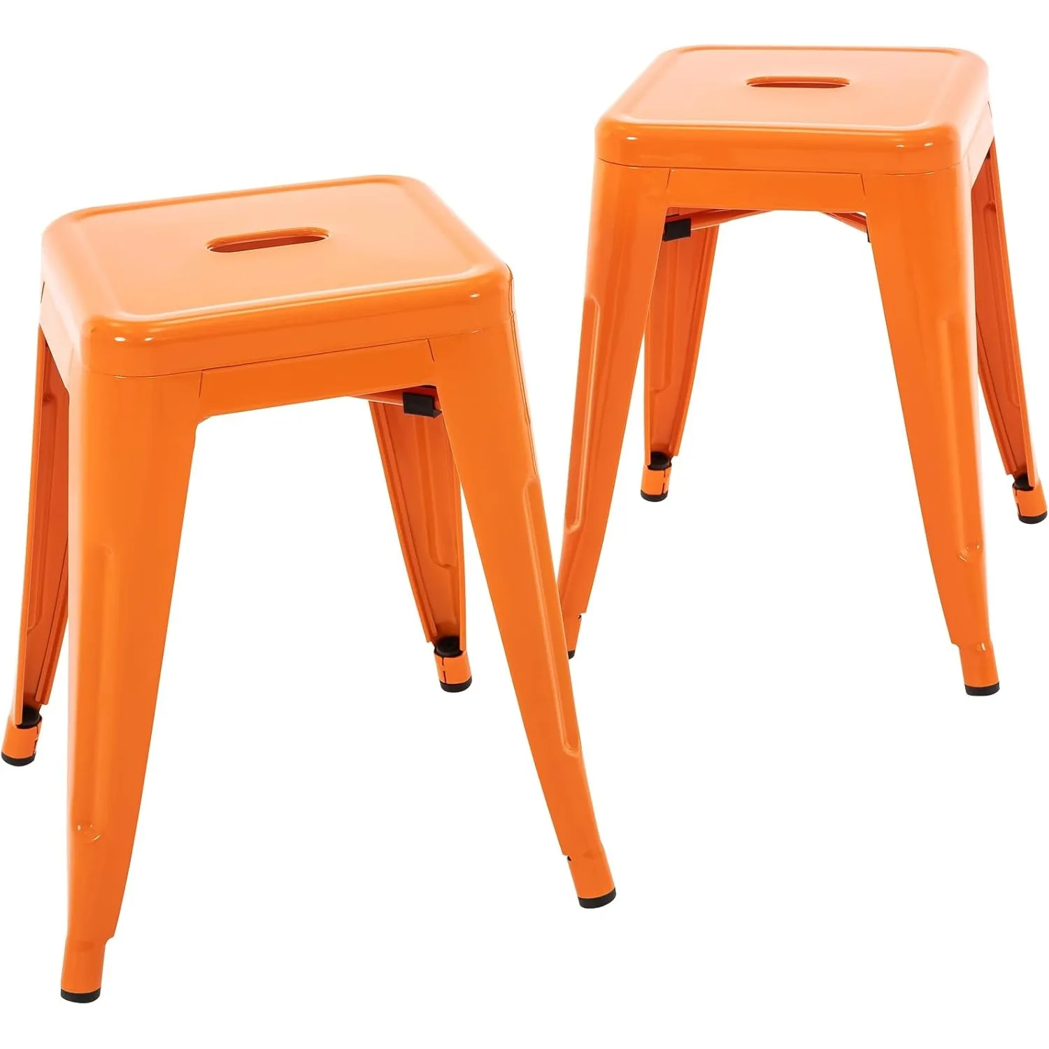 18 Inch Industrial Metal Stools Set of 2,Stackable Classroom Stools,Backless Metal Dining Chairs for Indoor Outdoor Short Stools