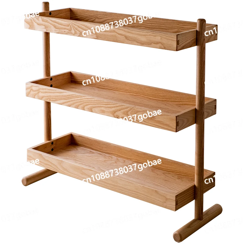 

Solid Wood Dining Room Living Room Tea Rack Kitchen Finishing Bathroom Storage Rack Floor Storage Balcony Rack