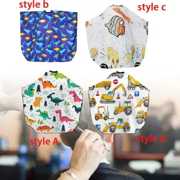 Child Hair Cutting Cape Cartoon Print Waterproof Kids Barber Cape Adjustable Neckline for Salon and Home Use