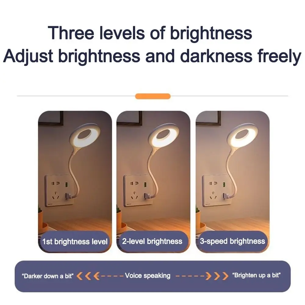 Fashion Voice Control Smart Moon Lamp Can Be Timed 3 Lighting Modes Bedside Lamp Rotatable Plug-In Night Light