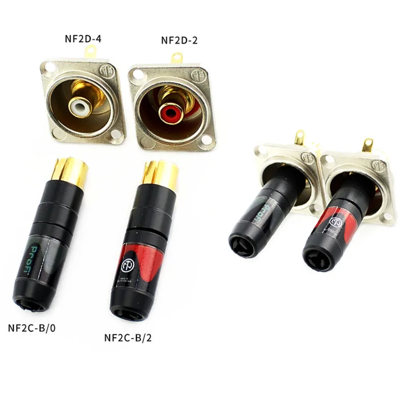 NEUTRIK Gold Plated RCA Socket NF2D-2 NF2D-9 AV Audio Jack Connector Red/White Base Metal Panel Mount Terminal Chassis