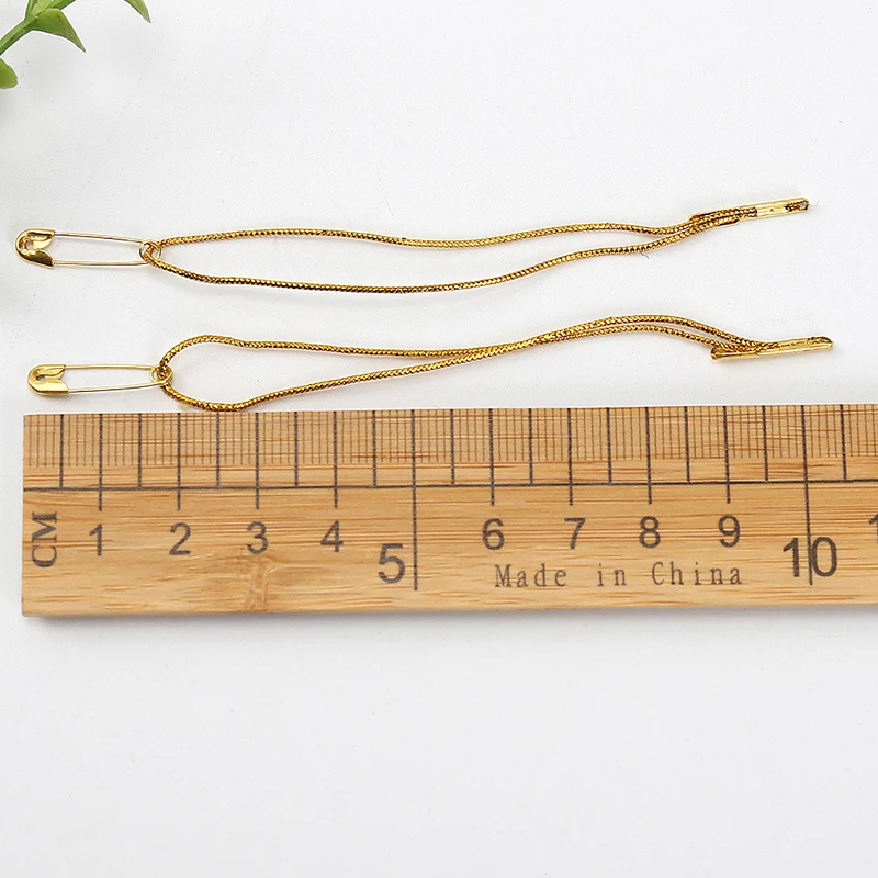 100Pcs Garment Labels Rope with Metal Pins Buckle Clothes Cotton Tag Gold Rope Cords for Clothing Bag Tags Cards DIY Accessories