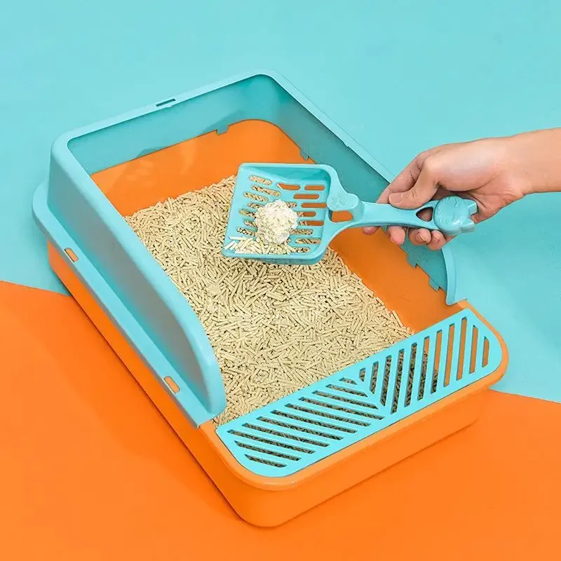 Easy-to-clean Plastic Open Cat Litter Box Pet Toilet Cat Cleaning Products High Fence With Free Cat Litter Shovel