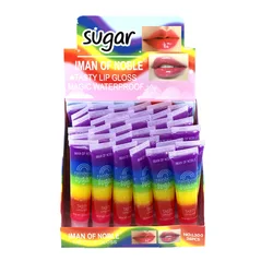 Wholesale 36pcs Lip Gloss Cute Magic Rainbow Sugar Tasty Natural Moisturizing Kids Girls Lip Oil Kawaii Lips Care Bulk