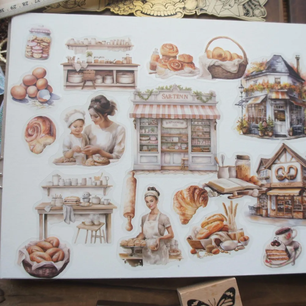 

18pcs Open A DIY Bakery Shop Style PVC Sticker Scrapbooking DIY Gift Label Decoration Tag