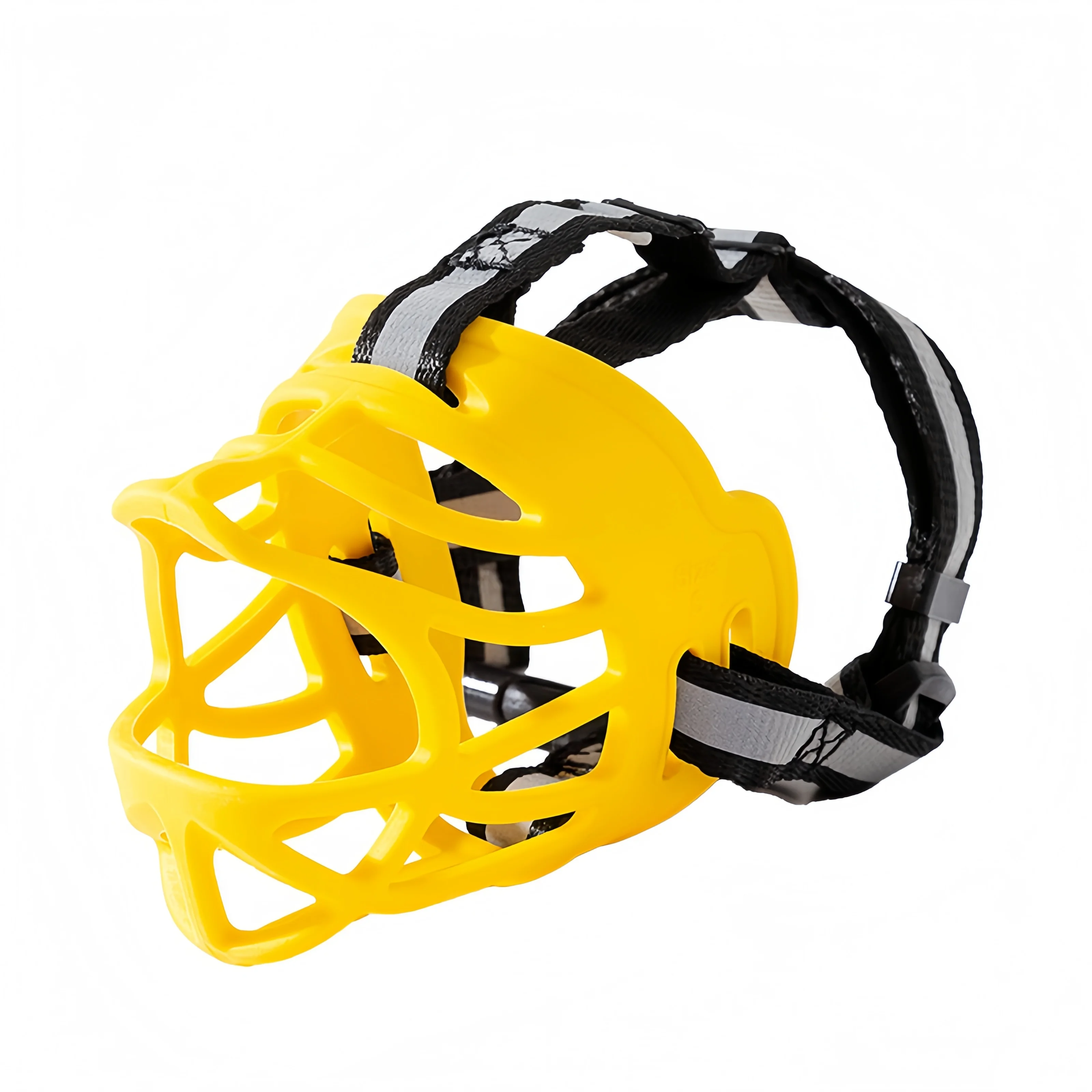 Night Reflective Dog Muzzle Breathable Silicone Anti-Bite Cage with 360° Reflective Strip Adjustable Strap for Small Large Dogs