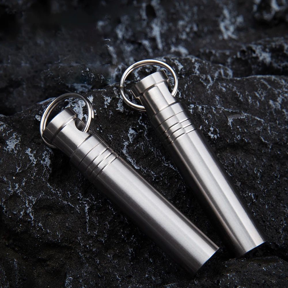 Pure Titanium Mini Waterproof Capsule Small Medicine Bottle Old Man Rescue Pill Portable First Aid Pill Bottle Sealed Jar EDC