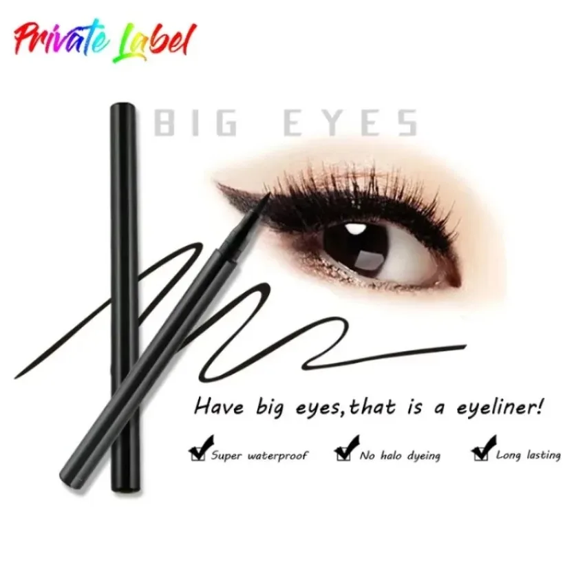 

Изготовленная на заказ черная жидкая подводка для глаз без размазывания, водостойкая, гладкая, долговечная, легко наносится, не выцветающая, очень тонкая подводка для глаз