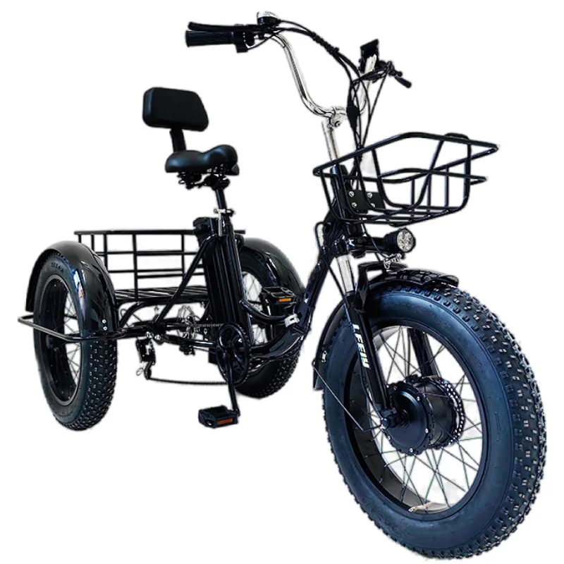 20 Inch Folding Electric Cargo Tricycle Adults Fat Tire 500W 48v Lightweight Foldable Electric Bike For Man Removable Battery