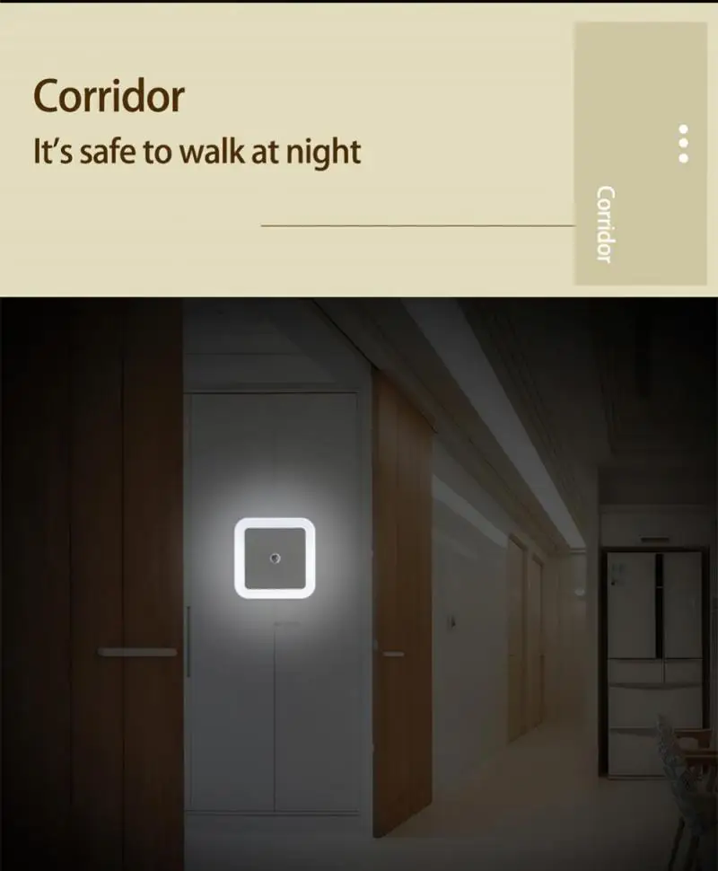 Intelligent Square LED Light Controlled Induction Lamp Bedroom Staircase Household Plug-in Energy-saving Sleep Light Night Light