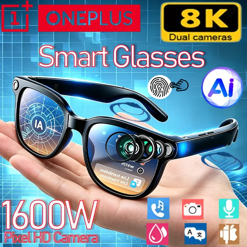 

OnePlus 8K AI Smart Wireless Glasses NEW Bluetooth Sunglasses Remote Touch Control Photo Recording Voice Assistant Translator