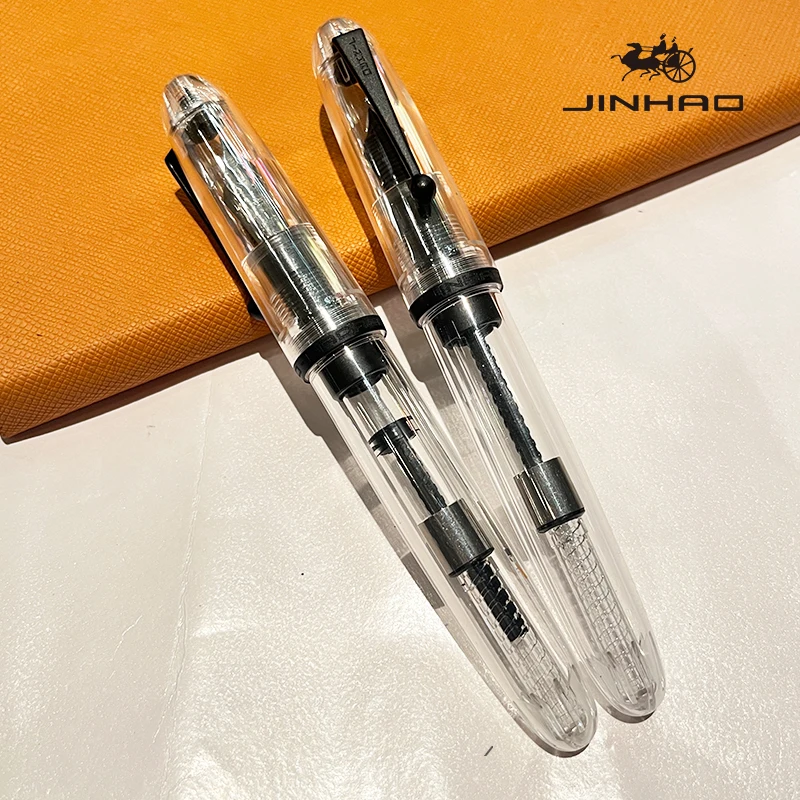 Jinhao 9019 Füllfederhalter Dadao Serie Transparent mit Schwarzem Rand Feine Spitze Großer Konverter Glattes Schreibgerät – Detail 2