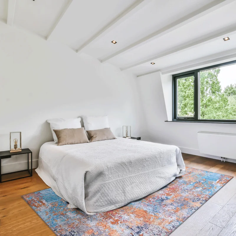 سجاد منطقة LOOM & LUXE مقاس 8 × 10 لغرفة المعيشة، سجادة قابلة للغسل، منخفضة الكومة، غير قابلة للانزلاق، غير قابلة للتساقط، قابلة للطي، صديقة للأطفال والحيوانات الأليفة - منطقة