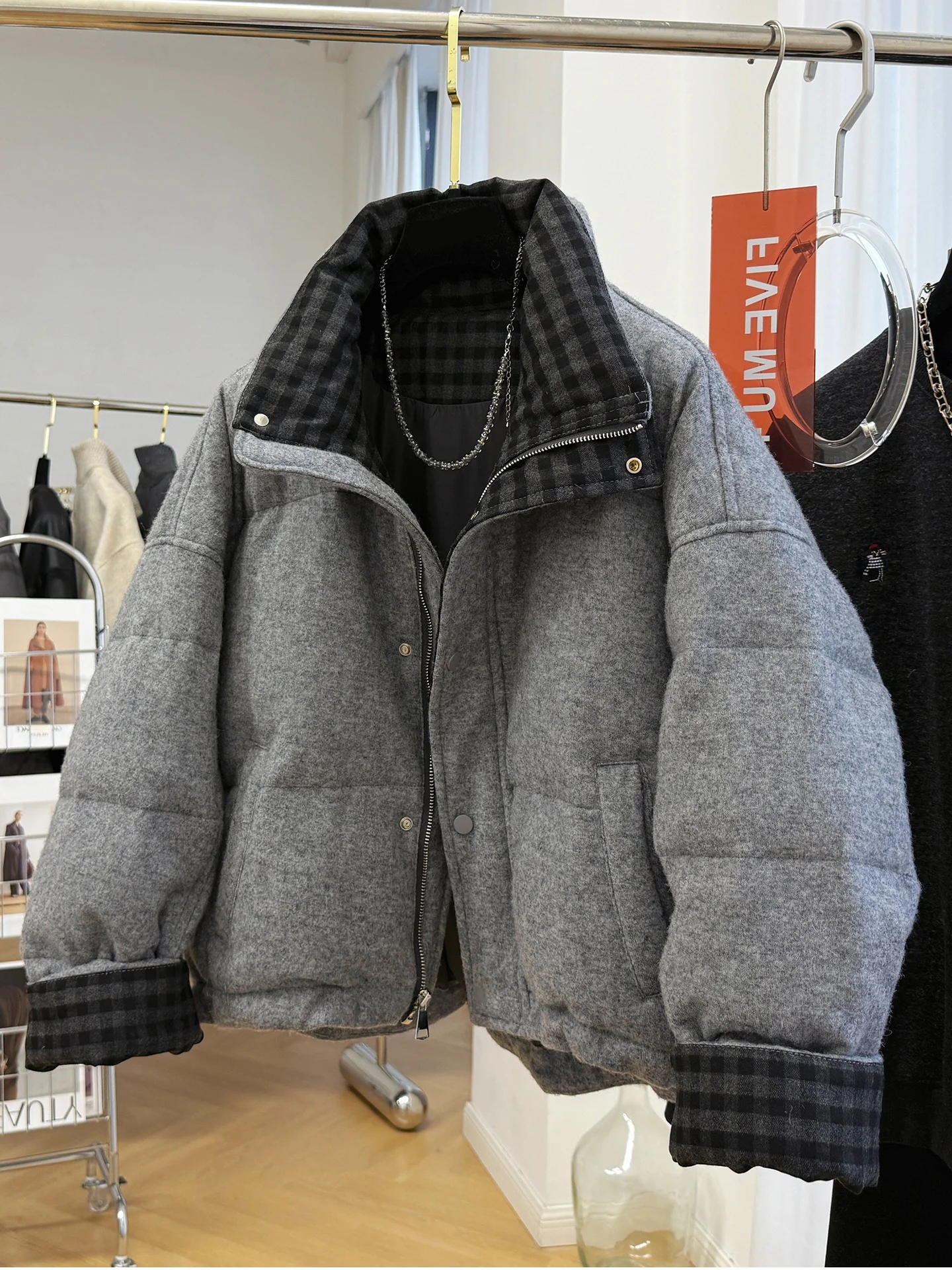 

Ay шерстяное хлопковое женское модное винтажное пальто свободного похудения с воротником-стойкой, корейское длинное пальто на молнии све