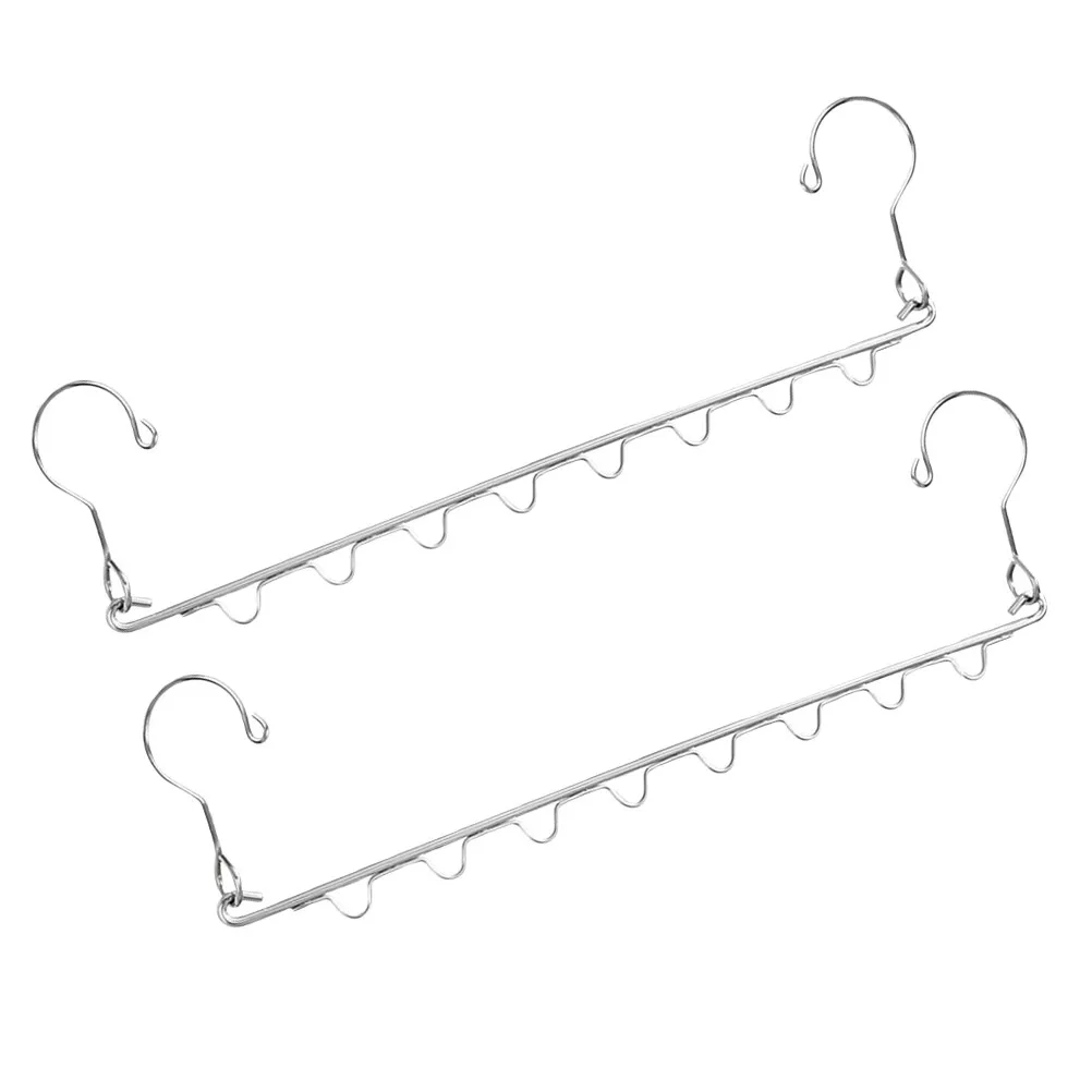 2Pcs Solid Stainless Steel 8 Port Clothes Hanger Organizer Compact Space Saving Closet Tidying Solution for Hanging Garments