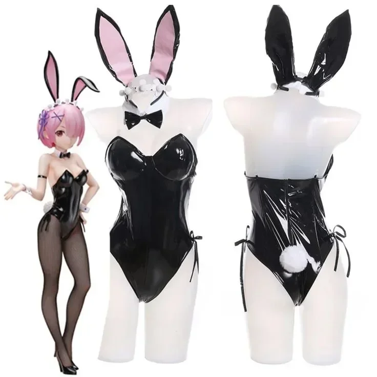 Re Zero Cosplay Black Sexy Ram Rem Bunny Girl Suit Cosplay Costume Re Zero Christmas New Year Anime Outfit