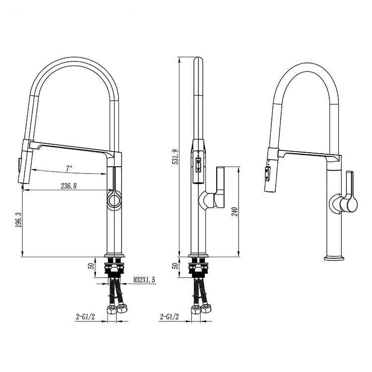 Hot Sales Pull Out Gray Kitchen Faucet Brass Faucet Kitchen Mixer KM-9006C