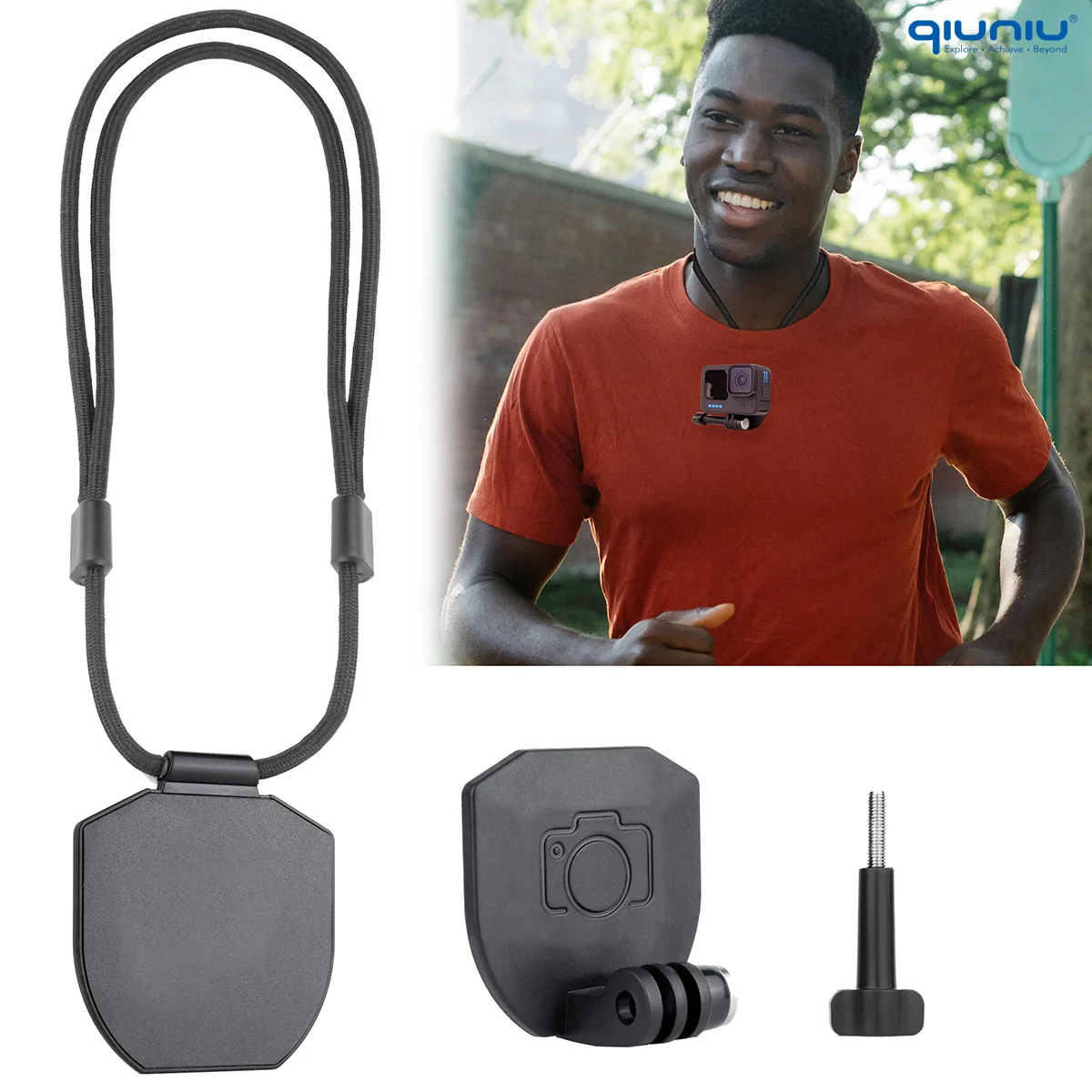 QIUNIU шейный кронштейн, сильное магнитное притяжение, съемка для GoPro Akaso DJI Sjcam Insta, магнитный быстросъемный кронштейн