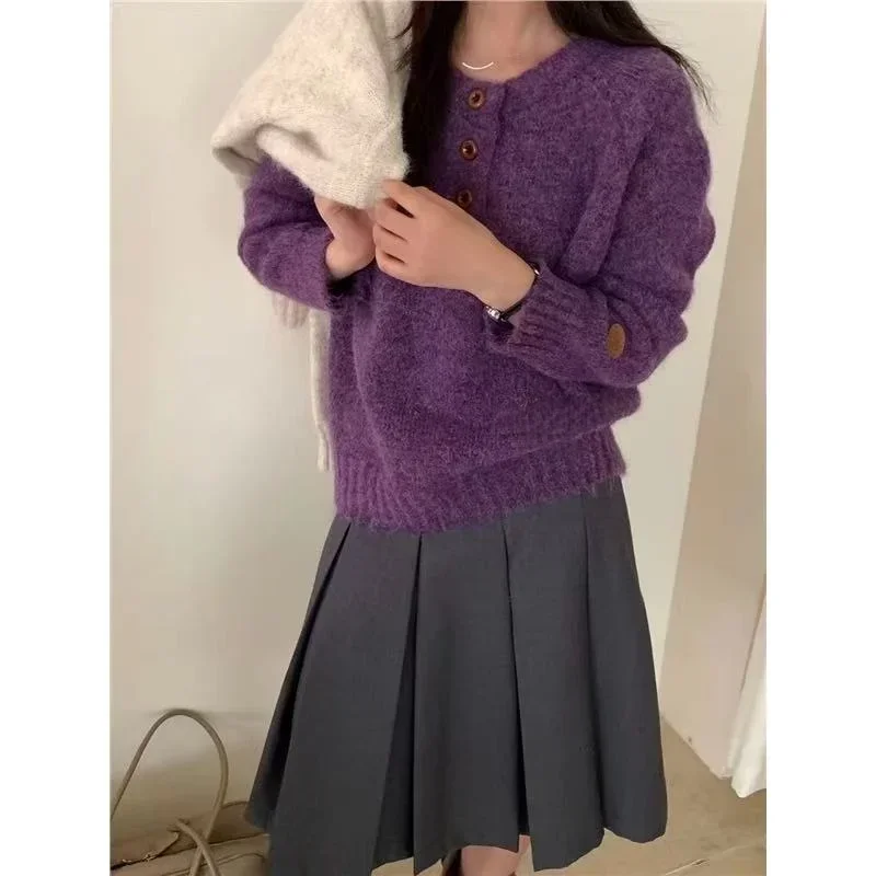 2026 Autumn Winter Women Sweater Korean Style Round Neck Soft Lazy Knit Fashion Elegant Versatile Pullover Youthful Knit Tops