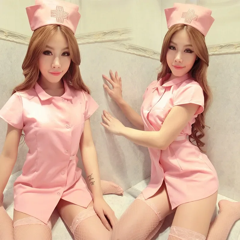 Fashion Sexy Nurse's Clothing Nurse Uniform Hotel Uniform Pajamas Short Skirt Set Womens Nightgown Fun Lingerie Sleeping Dress