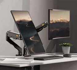 NB G55 Mechanical Spring Arm 27-34 Inch Dual Arc Screen Desktop Monitor Holder 5-16kgs Ultra Wide Monitor Mount with USB Port