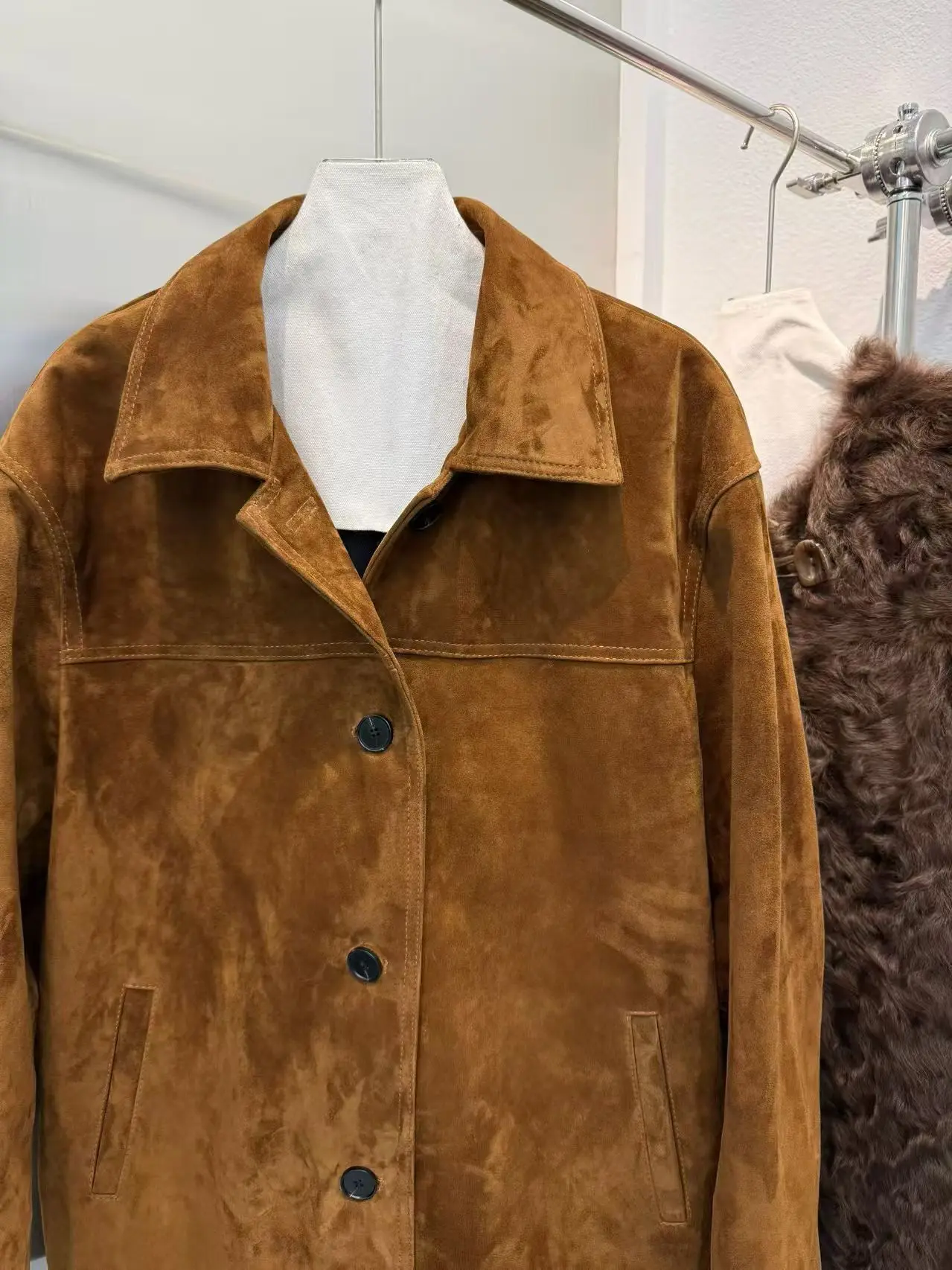 Giacche in pelle scamosciata per bambini per donna 2025 Nuova moda coreana Cappotti in vera pelle stile casual allentato Capispalla