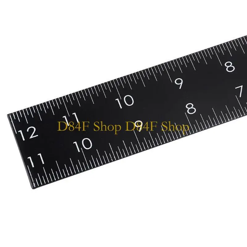 D84F Metal Square Ruler Leathercraft Black Tempered Stainless Steel Measuring Square Ruler DIY Leather Handmade Sewing Tool