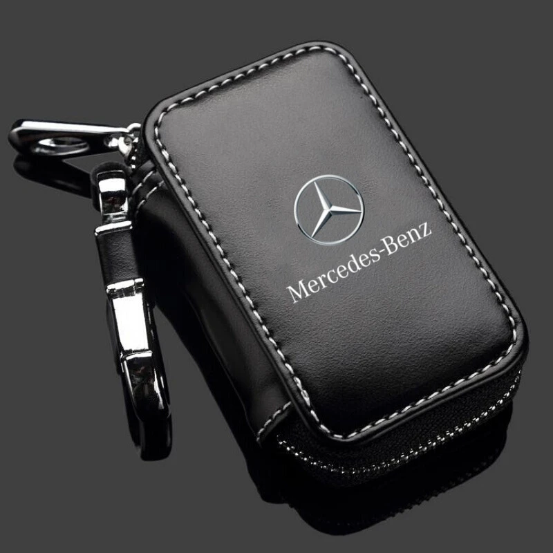 Leather Car Key Case Keys Full Cover Protection Shell Bag For Mercedes Benz S320 W164 W203 W204 W168 C180 E320 A200 CLA CLK CLS