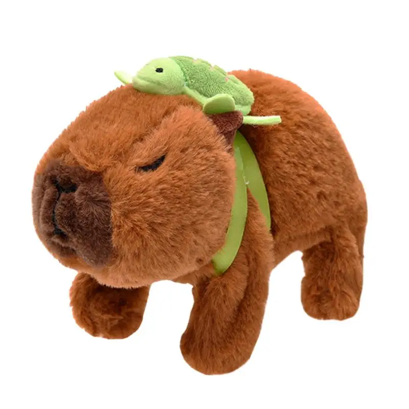 Capybara Plush With Turtle Backpack Electric Animal Capybara Stuffed Toy With Turtle Backpack Capybara Plushies Funny Electric