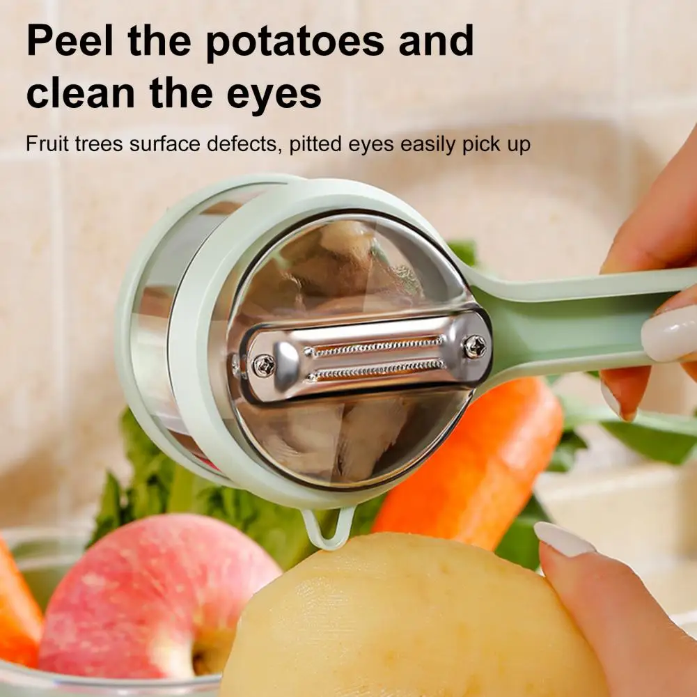 Non-slip Grip Peeler Potato Eye Remover Peeler Multifunctional Stainless Steel Blade Peeler with Storage for Vegetables for Easy