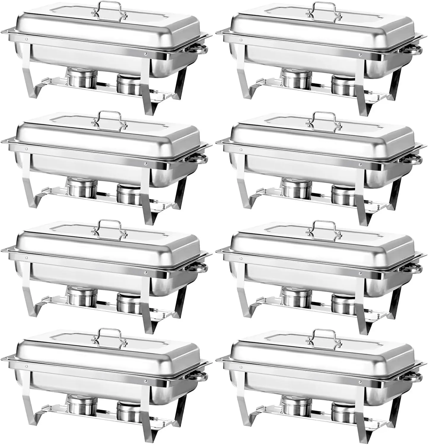 

Chafing Dish Buffet Set 8 Pack 8QT Stainless Steel Food Warmer Chafer Complete Set with Water Pan, Chafing Fuel Holder for