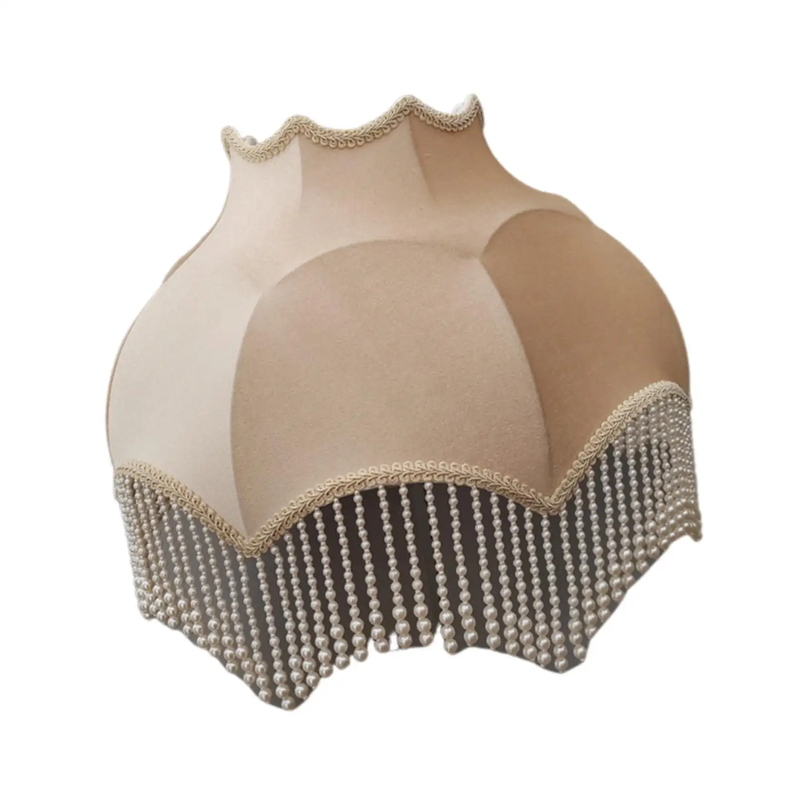 

Velvet Lamp Shade with Beaded Fringe Bell Shape Small Lampshade for Office