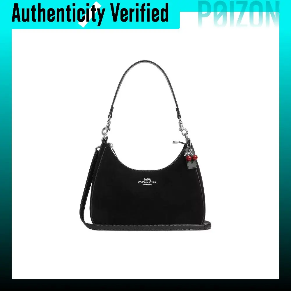 COACH Teri Suede And Smooth Leather Crossbody Bag, Shoulder Bag Large Women's Black CCZ88-SVBK