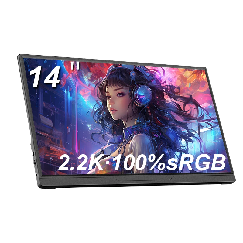 LANLIPU 14inch  Portable Monitor  2240*1400 100%sRGB Gaming Laptop Display with Type C Mini HDMI For PS/Steam/Deck/Switch/PC/Mac