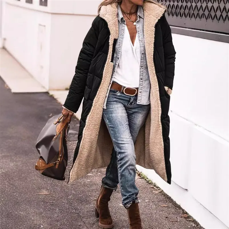 

2025 European And American Plain Hooded Longsved Double-sided Cotton Jaet Pure Color Long Sve oulder Insert Design