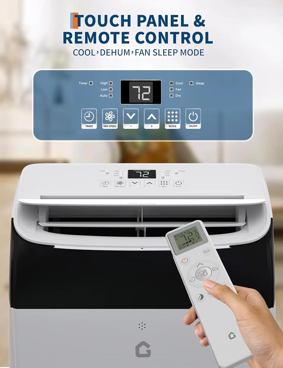 Kleine airconditioner van 12.000 BTU met ingebouwde luchtontvochtiger - Draagbare AC-unit voor kamers tot 550 m2 - Afstandsbediening, Windo