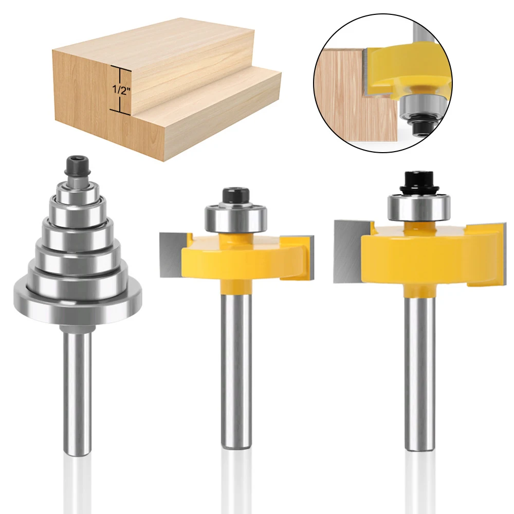 

Фреза с хвостовиком 6,35 мм и набором из 6 подшипников, деревообрабатывающий резак, шиповый резак для деревообрабатывающих инструментов